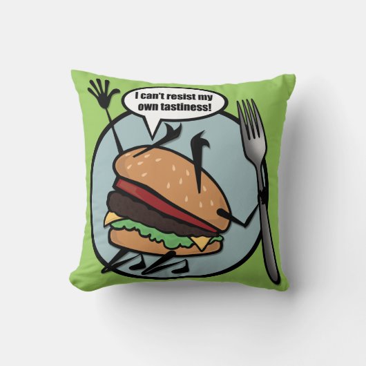 チーズバーガーおもしろいスクエア装飾用クッション クッション (正面)