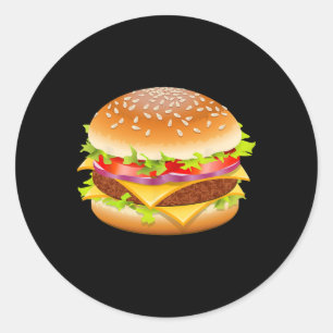 チーズバーガーおもしろいハンバーガーフードハロウィン ラウンドシール
