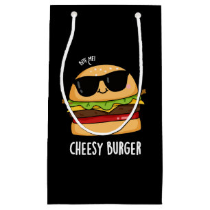 チーズバーガーおもしろいフードパンズダークBG スモールペーパーバッグ