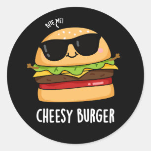 チーズバーガーおもしろいフードパンズダークBG ラウンドシール