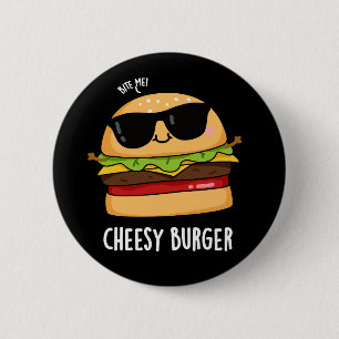 チーズバーガーおもしろいフードパンズダークBG 缶バッジ