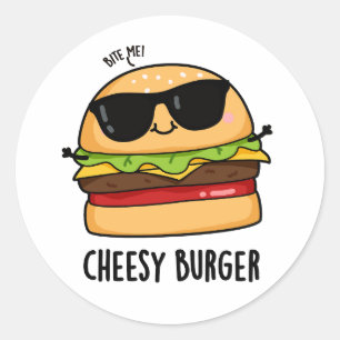 チーズバーガーおもしろいフードパン ラウンドシール