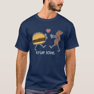チーズバーガーおよびベーコンの"本当愛"ワイシャツ(暗い) Tシャツ