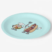 チーズバーガーおよびホットドッグのパーティーのプレートの調理師 ペーパープレート (アングル)