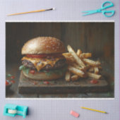 チーズバーガーとニンニク絵を描フライ 薄葉紙 (クラフト)