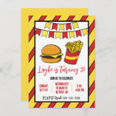 チーズバーガーとフライスの誕生日パーティー 招待状 (正面/裏面)