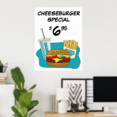 チーズバーガーとフライドポテトのスペシャル ポスター (ホームオフィス)