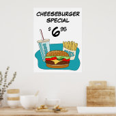 チーズバーガーとフライドポテトのスペシャル ポスター (キッチン)
