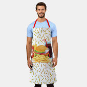 チーズバーガーとフライドポテト エプロン (着用した状態)