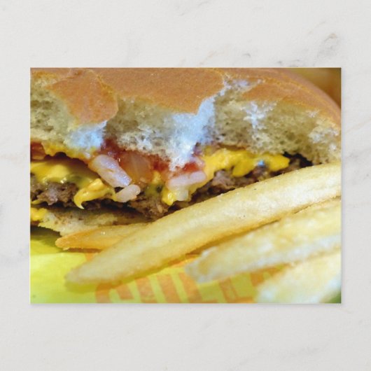 チーズバーガーとフライドポテト ポストカード (正面)