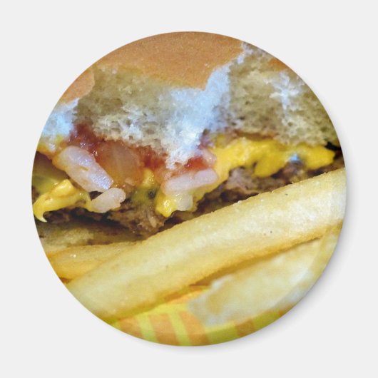 チーズバーガーとフライドポテト マグネット (正面)