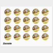 チーズバーガーとフライドポテト ラウンドシール (シート)