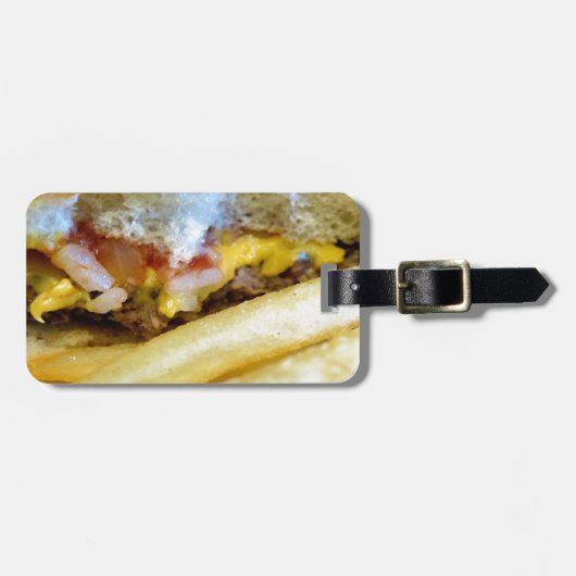 チーズバーガーとフライドポテト ラゲッジタグ (正面横)