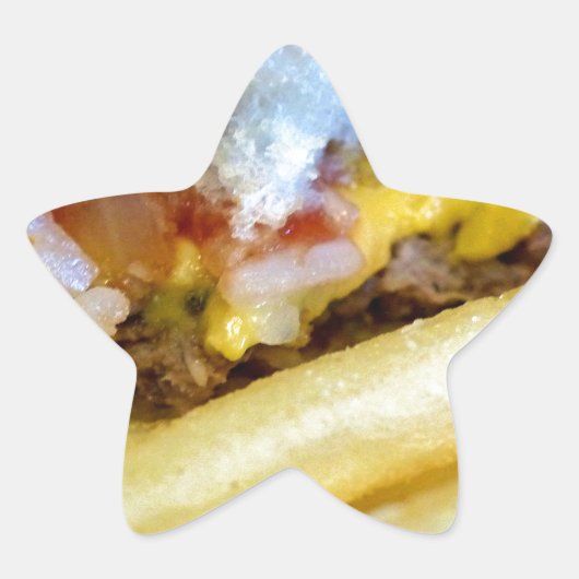 チーズバーガーとフライドポテト 星シール (正面)