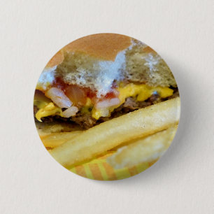 チーズバーガーとフライドポテト 缶バッジ