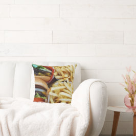 チーズバーガーとフライ クッション