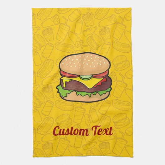 チーズバーガーのキッチンタオル キッチンタオル (縦)