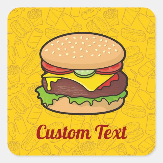 チーズバーガーのシール スクエアシール (正面)