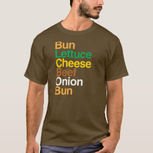 チーズバーガーのタイポグラフィック解剖学Tシャツ Tシャツ
