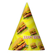 チーズバーガーのハンバーガーのカスタムなパーティーの帽子 パーティーハット (左)