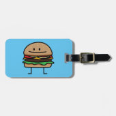 チーズバーガーのハンバーガーの挽き肉のビーフのチーズパン ラゲッジタグ (正面横)