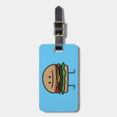 チーズバーガーのハンバーガーの挽き肉のビーフのチーズパン ラゲッジタグ (正面縦)