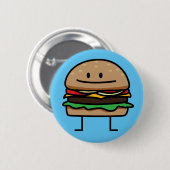 チーズバーガーのハンバーガーの挽き肉のビーフのチーズパン 缶バッジ (正面&裏面)