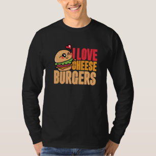 チーズバーガーのハンバーガー女性とチーズブが大好き Tシャツ