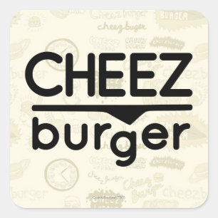 チーズバーガーのロゴ（黒） スクエアシール