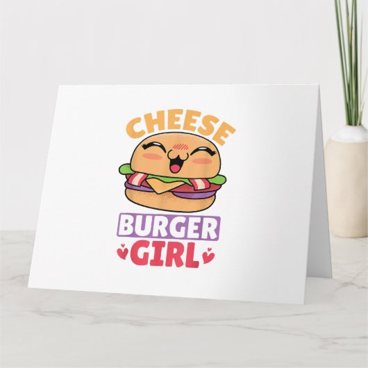 チーズバーガーの女の子、ハンバーガーの女性とチーズブルージュ カード (正面)