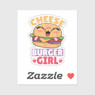チーズバーガーの女の子、ハンバーガーの女性とチーズブルージュ シール