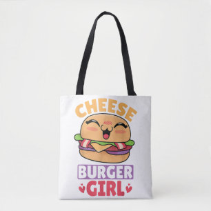 チーズバーガーの女の子、ハンバーガーの女性とチーズブルージュ トートバッグ