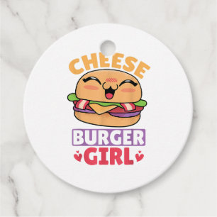 チーズバーガーの女の子、ハンバーガーの女性とチーズブルージュ フェイバータグ