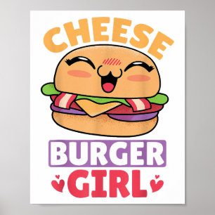 チーズバーガーの女の子、ハンバーガーの女性とチーズブルージュ ポスター