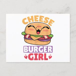 チーズバーガーの女の子、ハンバーガーの女性とチーズブルージュ ポストカード