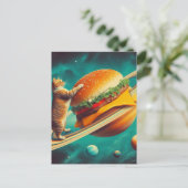 チーズバーガーの星の愛らしい猫 ポストカード (スタンド正面)