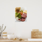 チーズバーガーの材料 ポスター (キッチン)