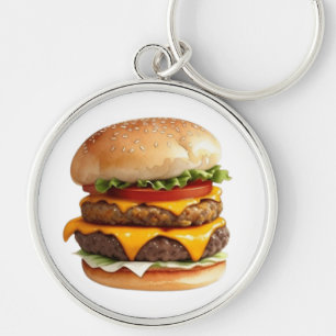 チーズバーガーの水彩スケッチ キーホルダー