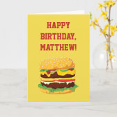 チーズバーガーの黄色のパーソナライズなバースデー・カード カード (黄色い花)