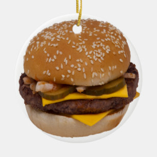 チーズバーガーオンゴマ種子まん セラミックオーナメント