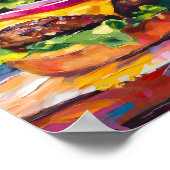 チーズバーガーカラフルモダン抽象芸術 ポスター (角)