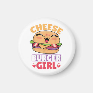 チーズバーガーガール、ハンバーガーの女性とチーズバーガー マグネット