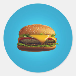 チーズバーガークラシックラウンドステッカー ラウンドシール