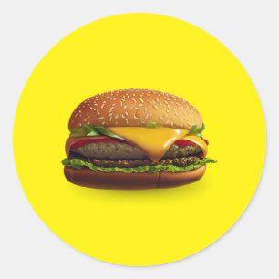 チーズバーガークラシックラウンドステッカー ラウンドシール