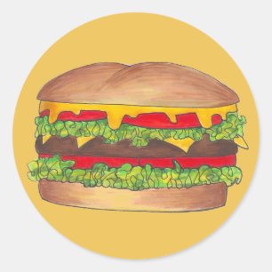 チーズバーガーチーズバーガー高速フードパン ラウンドシール