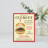 チーズバーガーチーズバーガーBBQバーベキュークックアウト インビテーションポストカード (スタンド正面)