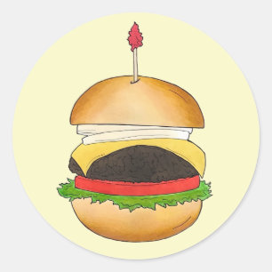 チーズバーガーチーズバーガーBBQバーベキュークックアウト ラウンドシール