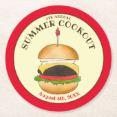 チーズバーガーハンバーガーバーガーピクニックバーベキューBBQ ラウンドペーパーコースター (正面)