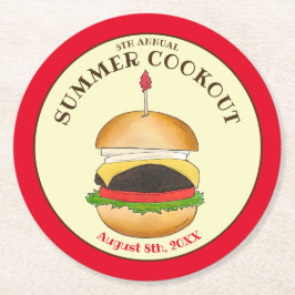 チーズバーガーハンバーガーバーガーピクニックバーベキューBBQ ラウンドペーパーコースター