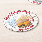 チーズバーガーファストフードサマーBBQダイナー ラウンドペーパーコースター (アングル)